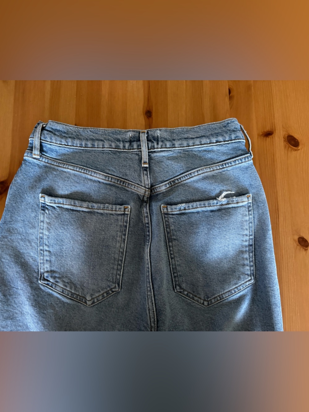 AGOLDE Riley Long Button Fly Straight Leg Blue Jeans Size 27 - Picture 10 of 13